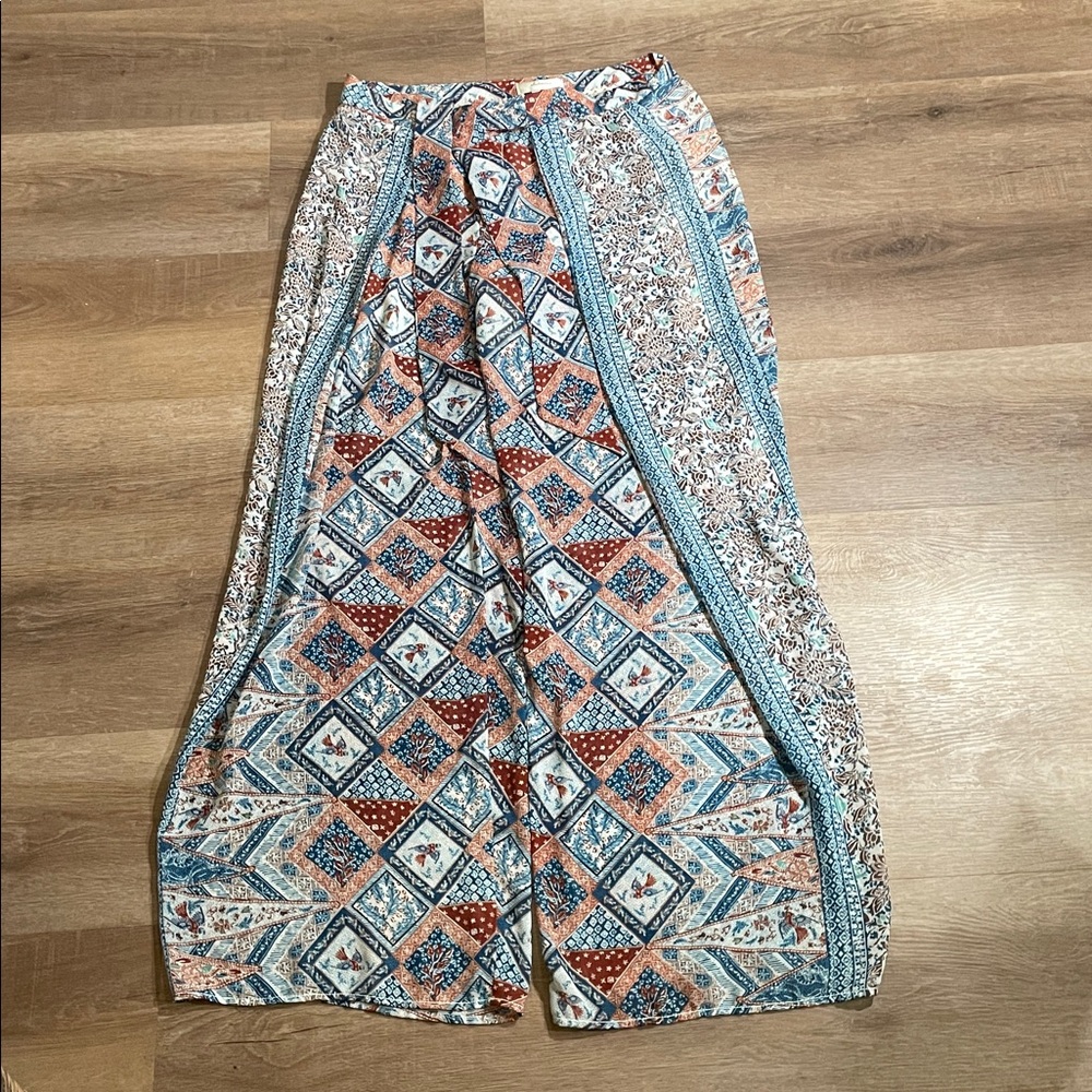 Anthropologie Elevenses Seaflower Patterned Flowy Wide Leg Low Rise Pant - Picture 5 of 16
